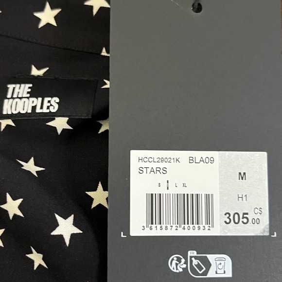 The Kooples Star Print Regular Fit Long Sleeve Button Down Woven Shirt sz M NWT - Picture 10 of 14